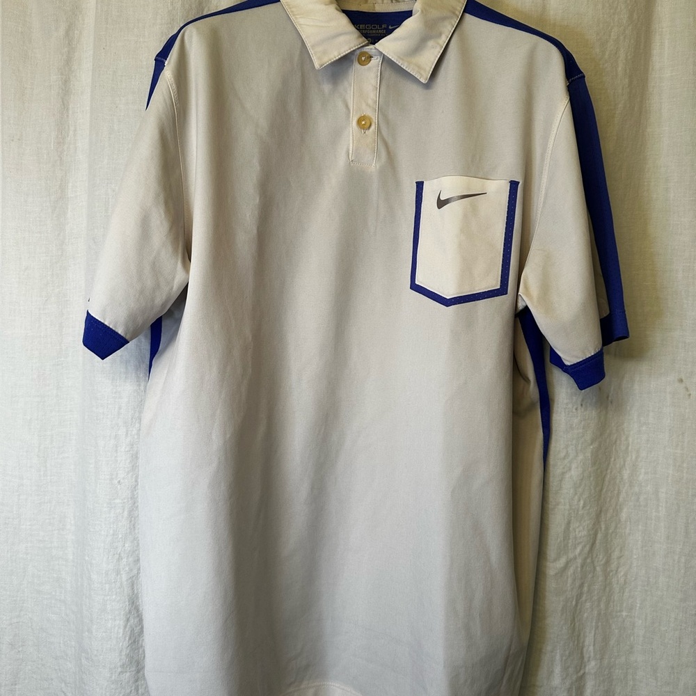 Nike Men's Polo Shirt in White and Blue